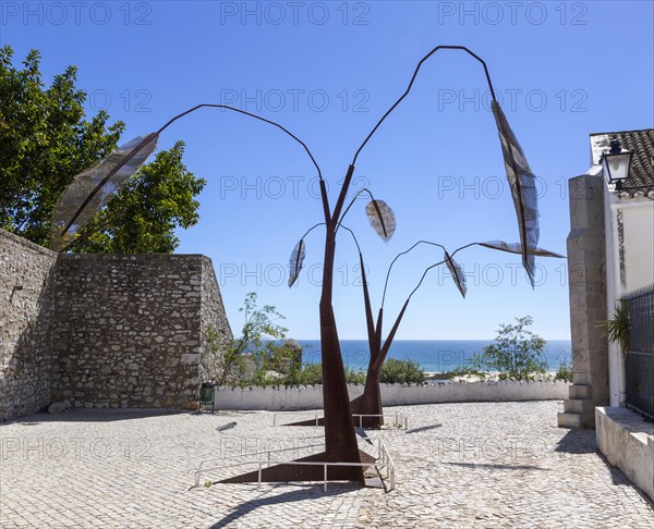 Modern sculpture artwork near the coast at Cacela Velha, Vila Real de Santo Antonio, Algarve, Portugal, Europe