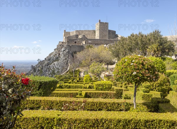 Garden of historic castle medieval village of Marvao, Portalegre district, Alto Alentejo, Portugal, Southern Europe, Europe