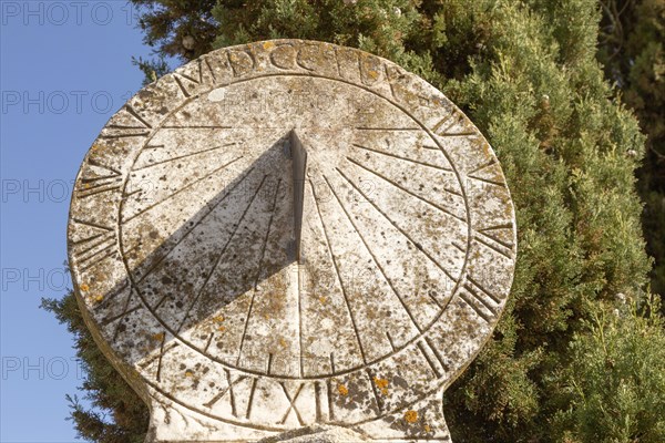 Old marble sundial Palace Paco de Sao Miguel, Evora, Alto Alentejo, Portugal, Europe