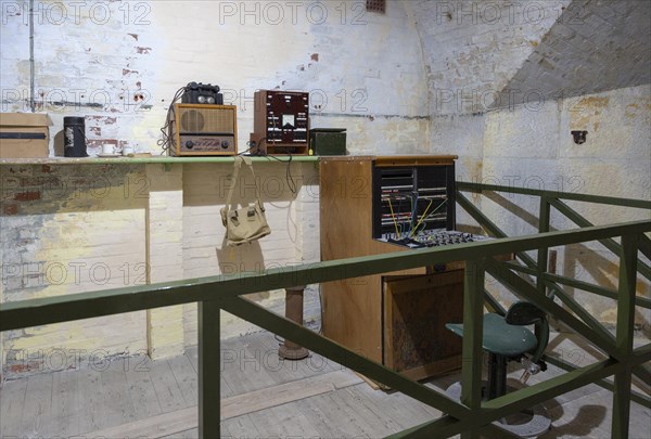 Landguard Fort, Felixstowe, Suffolk, England, UK 1950s Cold War Seaward defence headquarters radio room