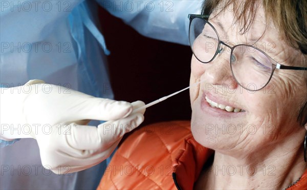 A woman is tested in a Corona rapid test centre, Eberswalde, 17.03.2021