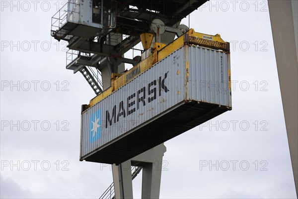 Close-up of a container being shipped (Mannheim, Baden-Wuerttemberg)