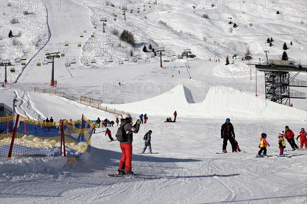 Ski piste in the Serfaus Fiss Ladis ski area, Tyrol