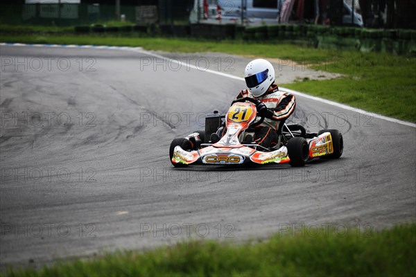 Kart driver on the Walldorf kart track, Baden-Wuerttemberg