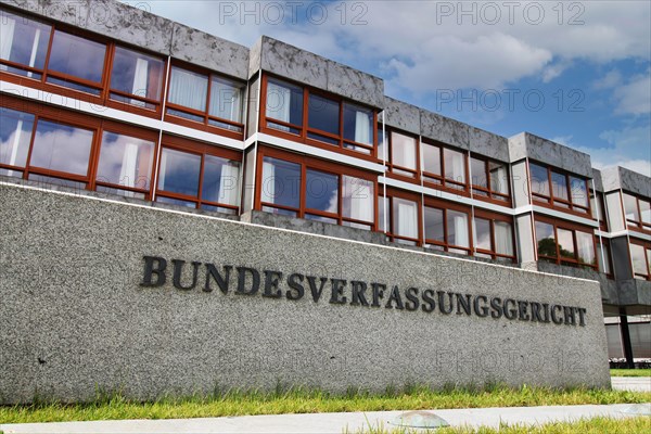 Close-up of the stone block in front of the Federal Constitutional Court in Karlsruhe