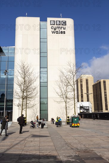 BBC Cymru Wales TV studios headquarters building, Central Square, Cardiff, South Wales, UK opened 2019 designed by Foster and Partners