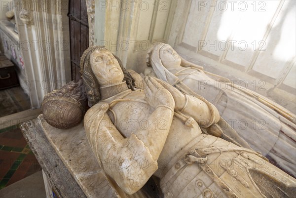 Alabaster effigies of John de la Pole d 1491 and wife Elizabeth Plantagenet d 1503, Wingfield church, Suffolk, England, UK