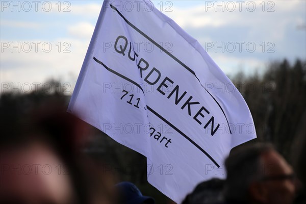 Lateral thinker demonstration in Stuttgart. The motto of the demonstration was Fundamental rights are not negotiable