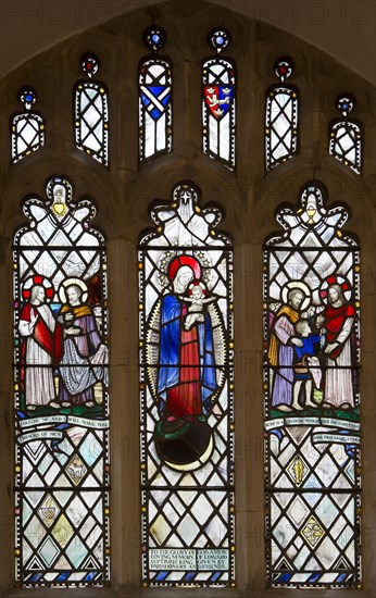 Church of Saint Andrew, Little Glemham, stained glass window of biblical stories by Margaret Edith Aldrich Rope 1929