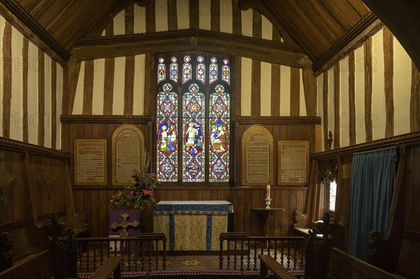 Interior of village parish church of All Saints, Crowfield, Suffolk, England, UK