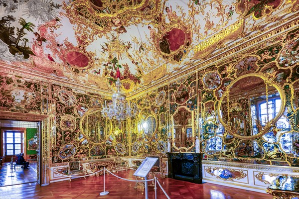 Mirror Cabinet in the southern Imperial Apartments of the Wuerzburg Residence, Wuerzburg, Main Valley, Lower Franconia, Franconia, Bavaria, Germany, Europe