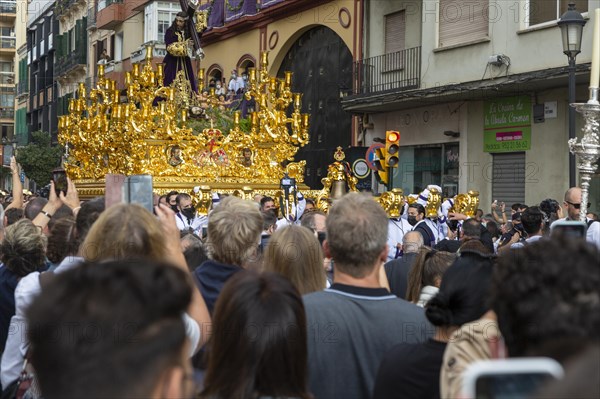 â€˜La Magna: camino de la gloria' religious procession through city streets to commemorate the centenary of brotherhood groups. Malaga, Spain. 30th Oct, 2021 Cofradia de Nuestro Padre Jesus El Rico y Maria Santisima del Amor