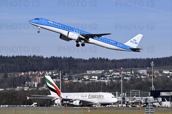 Aircraft KLM Cityhopper, Embraer E195-E2, PH-NXP, Zurich Kloten, Switzerland, Europe