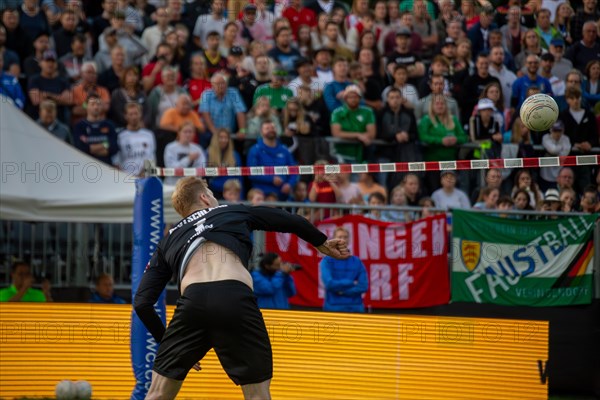 Fistball World Championship from 22 July to 29 July 2023 in Mannheim: Germany won the quarter-final match against Chile 3:0 sets to advance to the semi-finals. Here in the picture: Patrick Thomas from TSV Pfungstadt