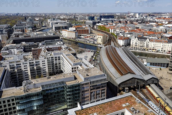 View of the Reichstag, the Chancellery and Friedrichstrasse station, Berlin, 21/04/2021