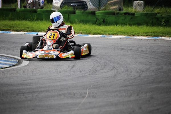 Kart driver on the Walldorf kart track, Baden-Wuerttemberg