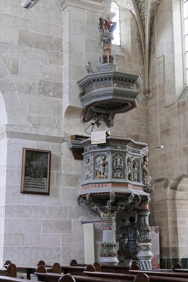 Pulpit, Cistercian monastery Bebenhausen, Tuebingen, Baden-Wuerttemberg, Germany, Europe