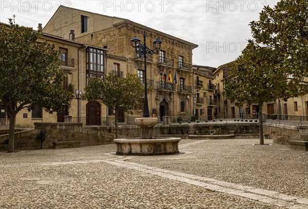 Ayuntamiento town hall building in Plaza Mayor, Briones, La Rioja Alta, Spain, Europe