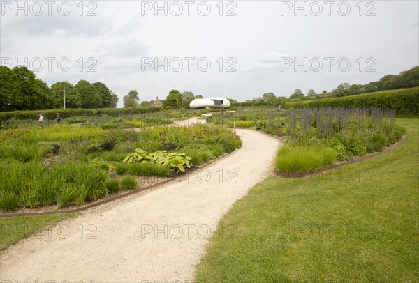 Hauser and Wirth art gallery, restaurant and garden, Durslade Farm, Bruton, Somerset, England, UK gardens designed by Piet Oudolf