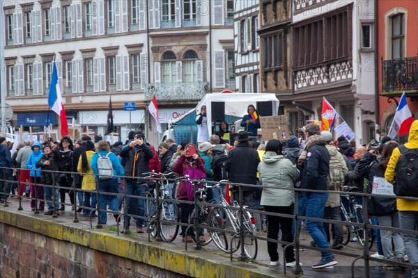 Strasbourg, France: Large demonstration for freedom against the corona measures and the vaccination pressure in France, Germany and other parts of Europe. The demonstration was organised by the peace initiative Europeansunited