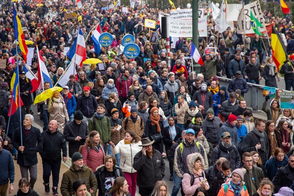 Brussels, 23 January: European demonstration for democracy, organised by the Europeans United initiative. The reason for the large demonstration is the encroachment on fundamental rights in Belgium, Germany, France and other states within the EU, Europe