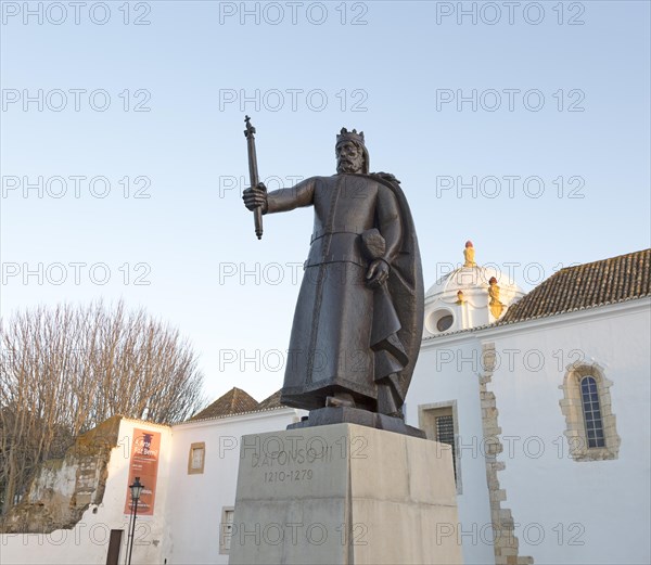 Statue of King Alfonso III (1210-1279) in the old town are of Faro, Algarve, Portugal, Europe