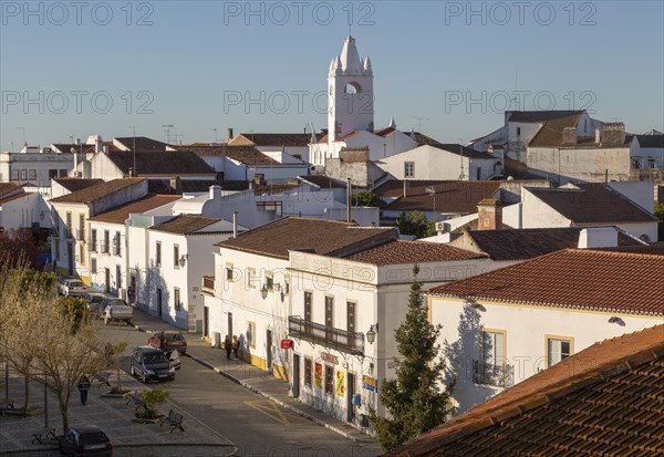 View over rooftops of buildings in village of Alvito, Beja District, Baixo Alentejo, Portugal, Southern Europe, Europe