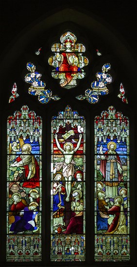 Victorian 19th century stained glass window, Claydon church, Suffolk, England, UK c 1894 A L Moore