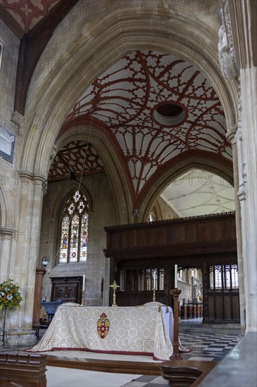 Interior of the priory church at Edington, Wiltshire, England, UK