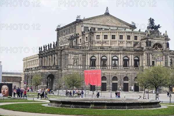 Semper Opera House on Theaterplatz, Dresden, Saxony, Germany, Europe