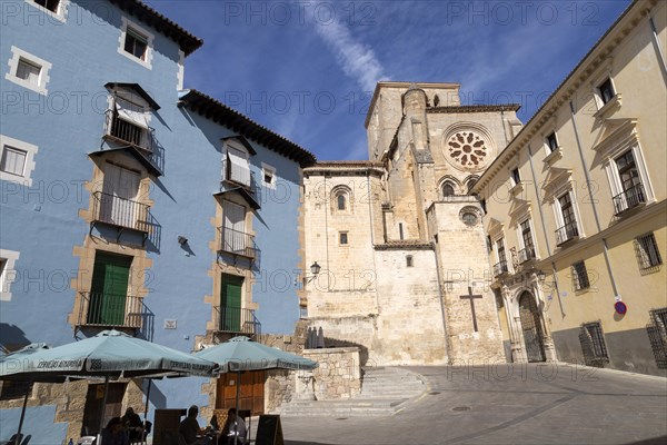 Historic buildings at the back of the cathedral church building, Cuenca, Castille La Mancha, Spain, Gothic architecture, Europe