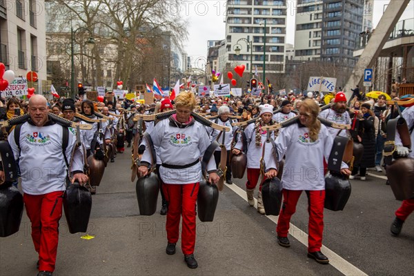 Brussels, 23 January: European demonstration for democracy, organised by the Europeans United initiative. The reason for the large demonstration is the encroachment on fundamental rights in Belgium, Germany, France and other states within the EU, Europe