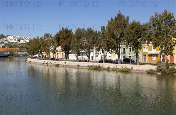 Historic homes on the waterfront of the river Rio Sequa, Tavira, Algarve, Portugal, southern Europe, Europe