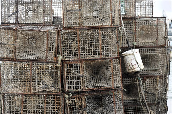 Lobster baskets, harbour, Cascais, Lisbon, Portugal, Europe