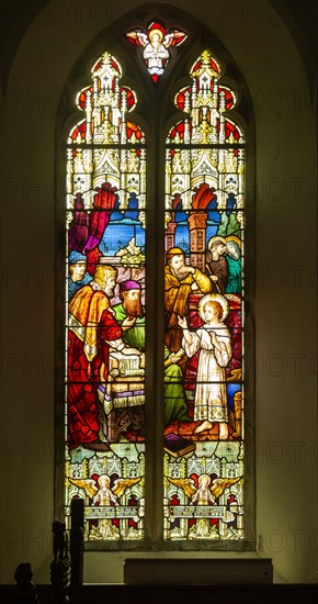 Stained glass window c1886, Christ with Elders, Great Bealings church, Suffolk, England, UK by Mayer