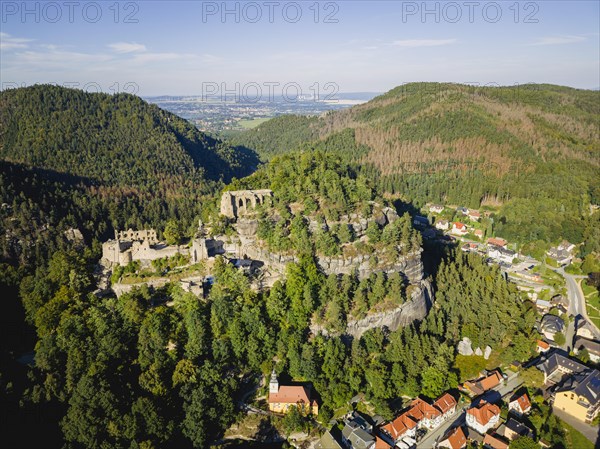 Oybin castle and monastery ruins in the Zittau Mountains, Oybin, Saxony, Germany, Europe