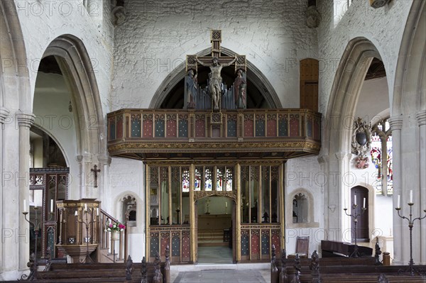 Inside village parish church of Saint Julian, Wellow, Somerset, England, UK