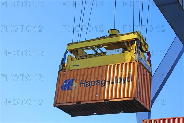 Close-up of a container being shipped (Mannheim, Baden-Wuerttemberg)