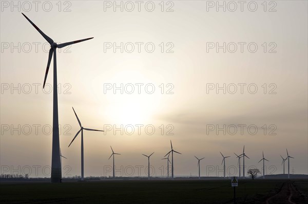 Windmills in a wind farm, Nauen, 03/03/2021