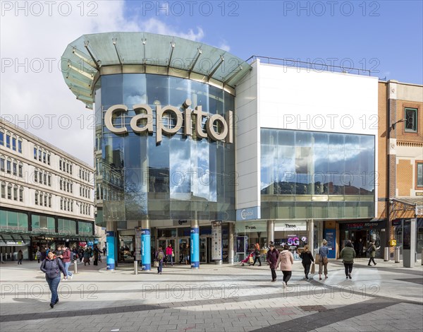 Capitol modern shopping centre development in city centre of Cardiff, South Wales, UK