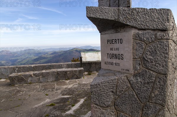 Puerto de Los Tornos, Cantabrian Mountains, Cantabria, northern Spain altitude sign 920 metres above sea level