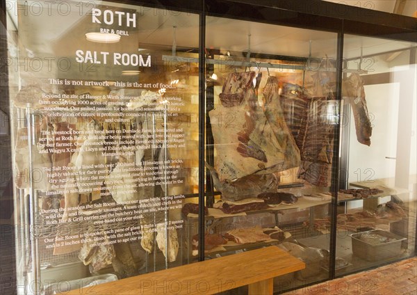 Hauser and Wirth art gallery, restaurant and garden, Durslade Farm, Bruton, Somerset, England, UK Roth salt room meat store