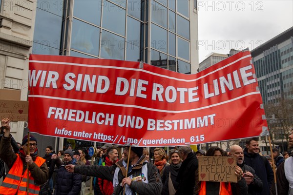 Brussels, 23 January: European demonstration for democracy, organised by the Europeans United initiative. The reason for the large demonstration is the encroachment on fundamental rights in Belgium, Germany, France and other states within the EU, Europe