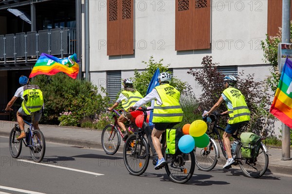 Ramstein 2022 peace camp bicycle demonstration: A bicycle demonstration was held on Sunday under the motto Stop Ramstein Air Base, organised as a rally from the starting points in Kaiserslautern, Kusel and Homburg