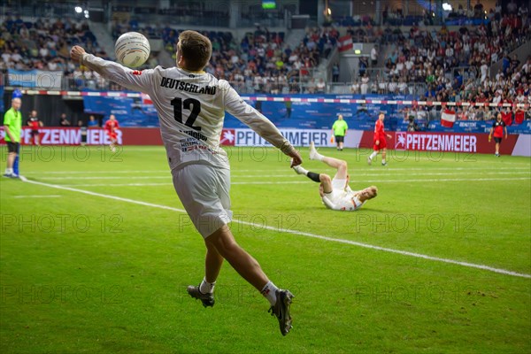 Fistball World Championship from 22 July to 29 July 2023 in Mannheim: Germany is the Fistball World Champion. In the final, the German team beat Austria in 4:0 sets. Here in the picture: Jakob Kilpper