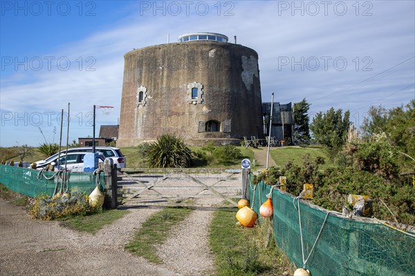 Martello tower AA built in the Napoleonic war 1810-1812 at Shingle Street, Suffolk, England, UK