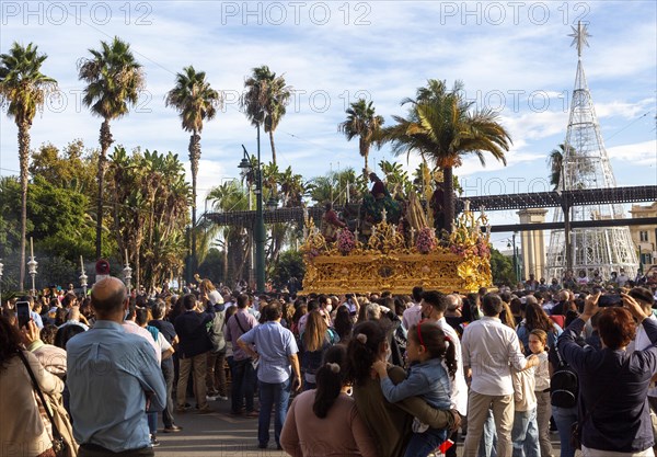 â€˜La Magna: camino de la gloria' religious procession through city streets to commemorate the centenary of brotherhood groups. Malaga, Spain. 30th Oct, 2021