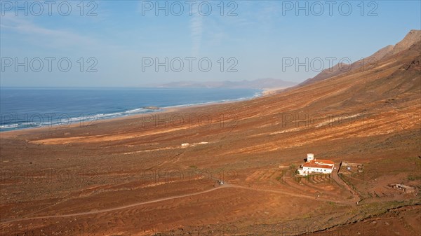Playa de Cofete, Parque Natural Jandia, Jandia peninsula, Villa Winter, aerial view, Canary Islands, Fuerteventura, Spain, Europe