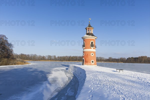 Lighthouse with pier, Moritzburg, Saxony, Germany, Europe