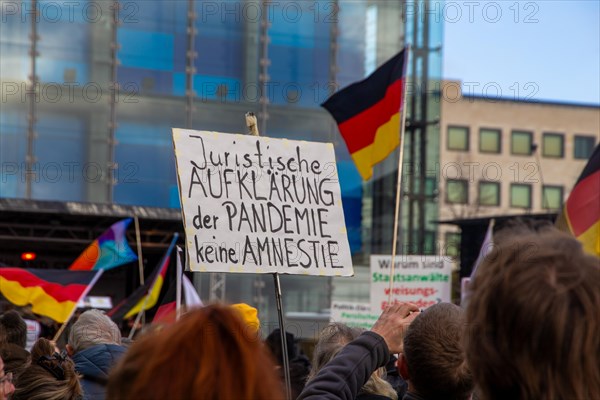 Karlsruhe, 10 December 2023: Large demonstration in favour of reappraisal of the coronavirus measures. A symbolic criminal complaint was filed against the members of the Bundestag who voted in favour of mandatory vaccination at the facilities